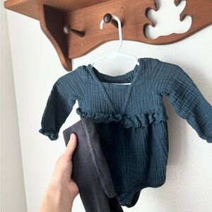 Dark Teal Bubble Romper Set 0-3 mo.